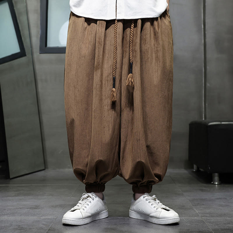 Buddha Stones Einfarbige Cord-Thermo-Haremshose für Herren mit Kordelzug und Taschen - Peru - US/ UK/AU46,EU56 (5XL) - image 9