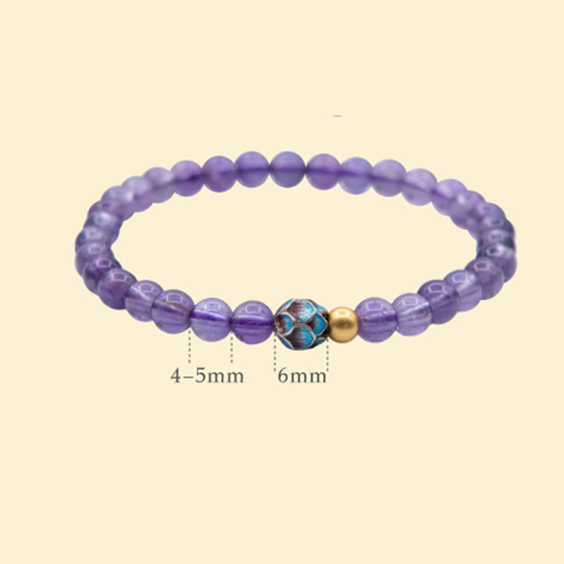 Buddha Stones Armband mit natürlichem Amethyst und Lotusblüte, spirituelles Bewusstsein