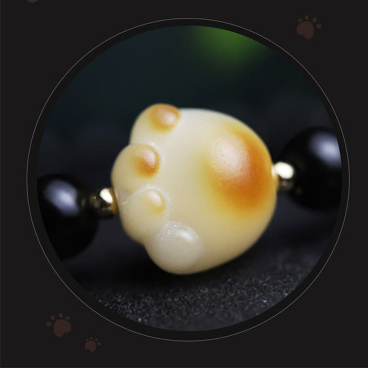 Buddha Stones, schwarzer Obsidian, Katzenpfote, Bodhi-Samen, Glücksbringer, Reinigungsarmband - image 15