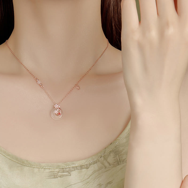 Buddha Stones , Chalcedon, rosa Kristall, 925 Sterling Silber, Blumen, Koi-Fische, Peace-Schnalle, positive Halskette mit Anhänger - image 12