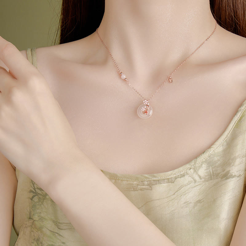 Buddha Stones , Chalcedon, rosa Kristall, 925 Sterling Silber, Blumen, Koi-Fische, Peace-Schnalle, positive Halskette mit Anhänger - image 10