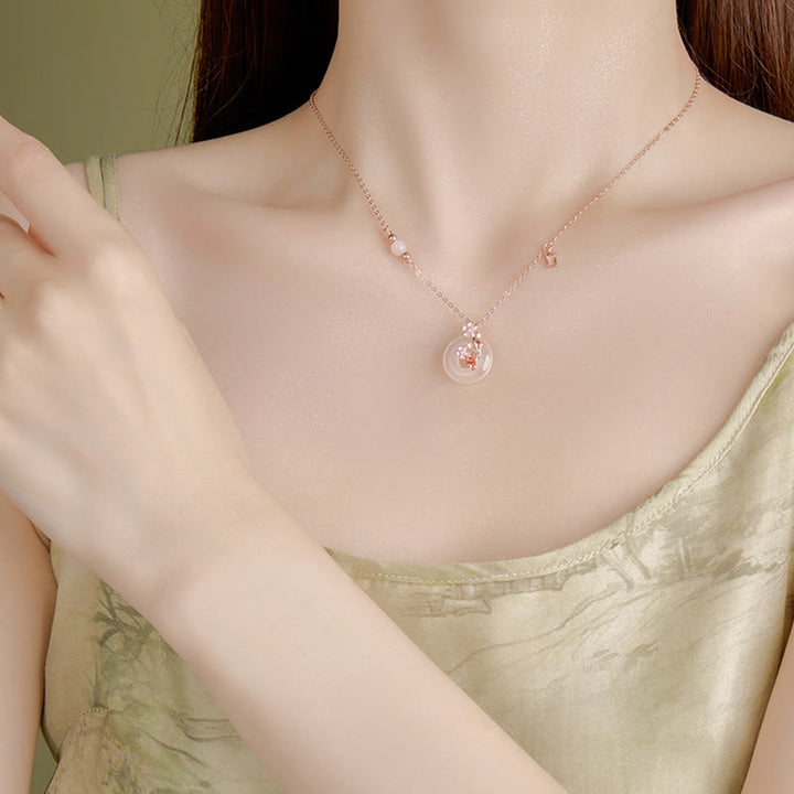 Buddha Stones , Chalcedon, rosa Kristall, 925 Sterling Silber, Blumen, Koi-Fische, Peace-Schnalle, positive Halskette mit Anhänger - image 10