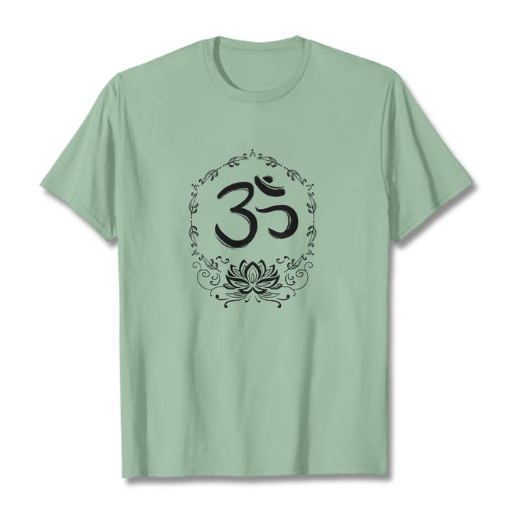 Buddha Stones OM Lotus Skizze Baumwolle T-Shirt - Blassgrün - 2XL - image 19