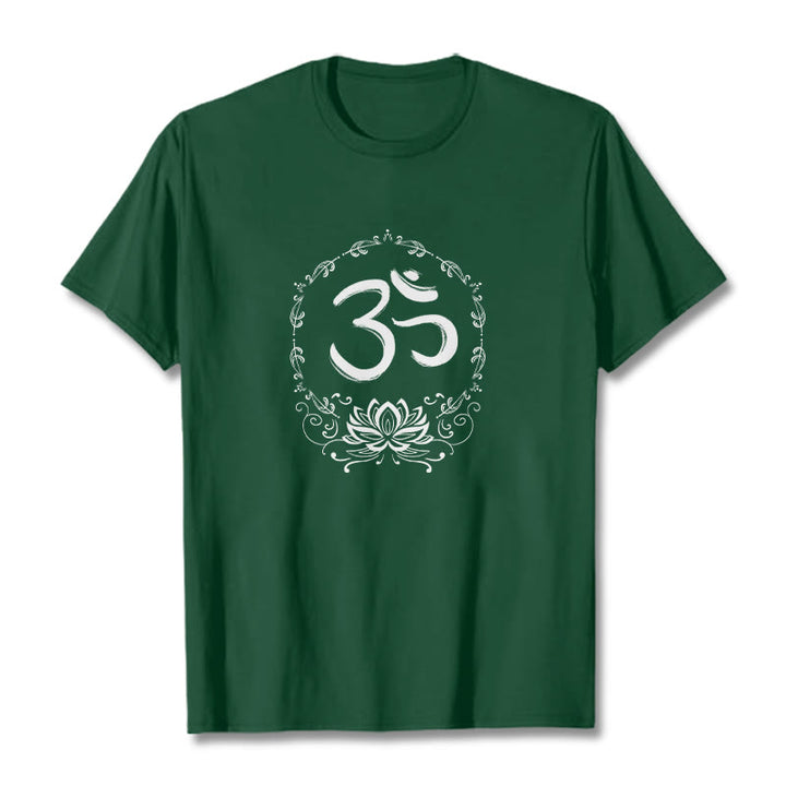 Buddha Stones OM Lotus Skizze Baumwolle T-Shirt - WaldGrün - 2XL - image 6