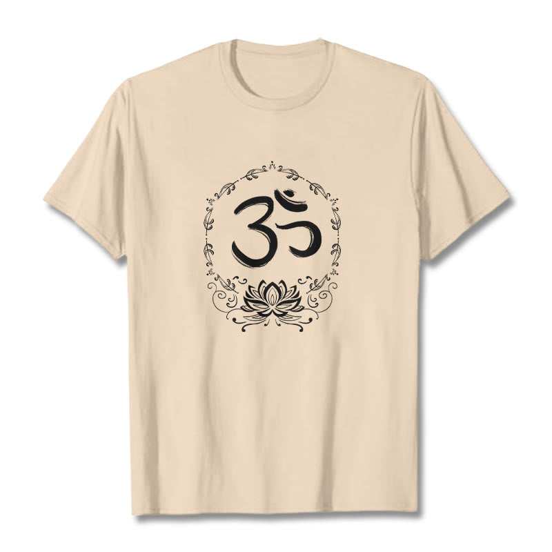 Buddha Stones OM Lotus Skizze Baumwolle T-Shirt - Bisque - 2XL - image 12
