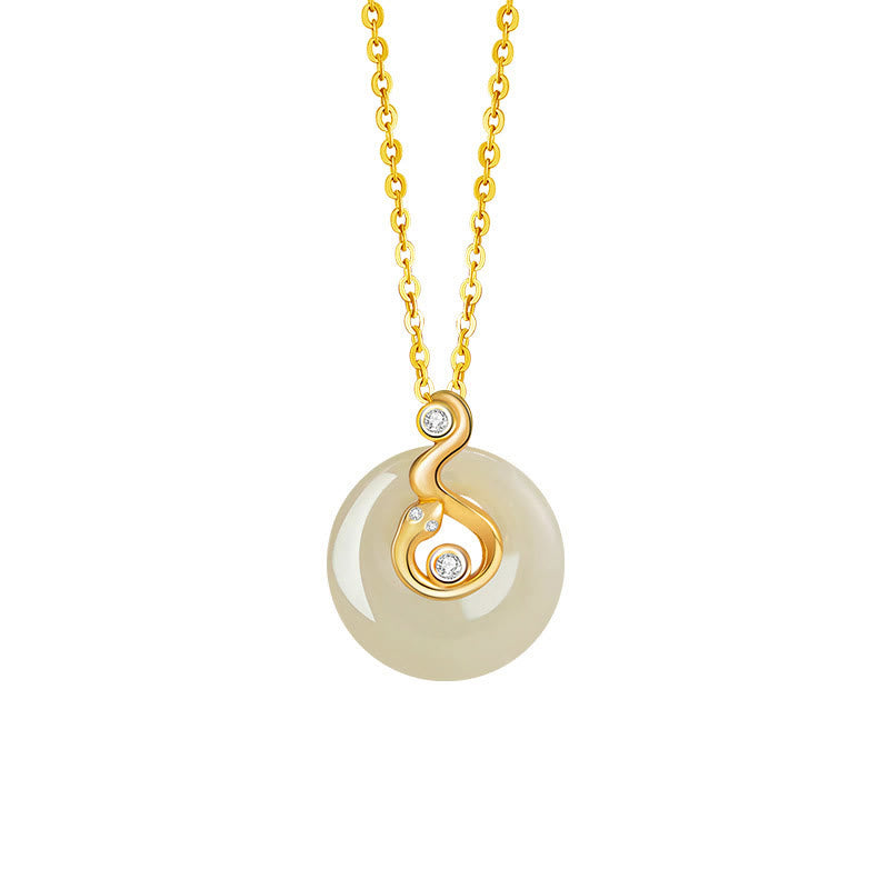 Buddha Stones, chinesisches Sternzeichen, Hetian-Jade, 925er Sterlingsilber, Halskette mit Anhänger - Hetian Jade 925 Sterling Silber-Schlange - image 18