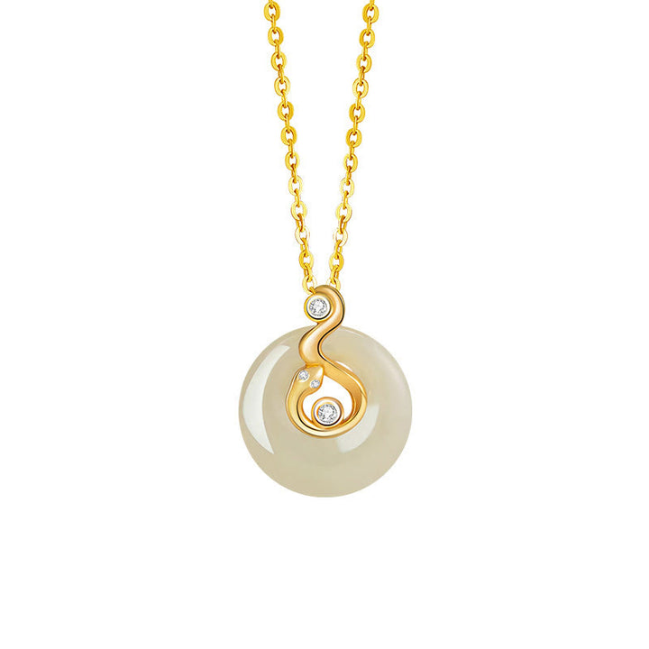 Buddha Stones, chinesisches Sternzeichen, Hetian-Jade, 925er Sterlingsilber, Halskette mit Anhänger - Hetian Jade 925 Sterling Silber-Schlange - image 18