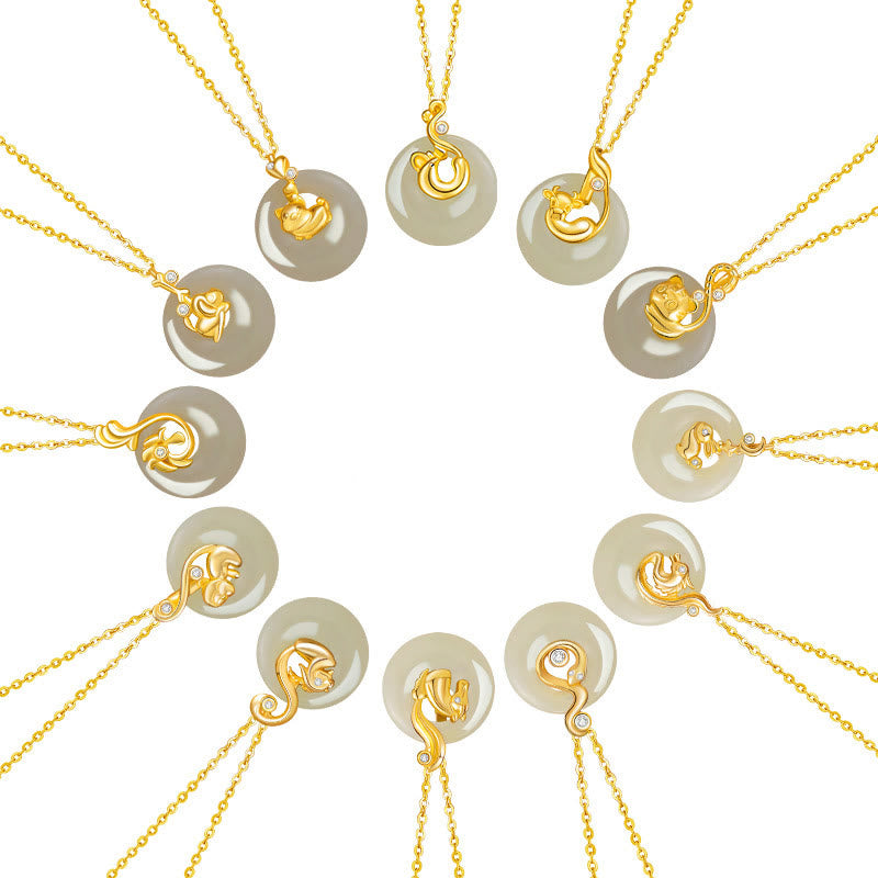 Buddha Stones, chinesisches Sternzeichen, Hetian-Jade, 925er Sterlingsilber, Halskette mit Anhänger - image 30
