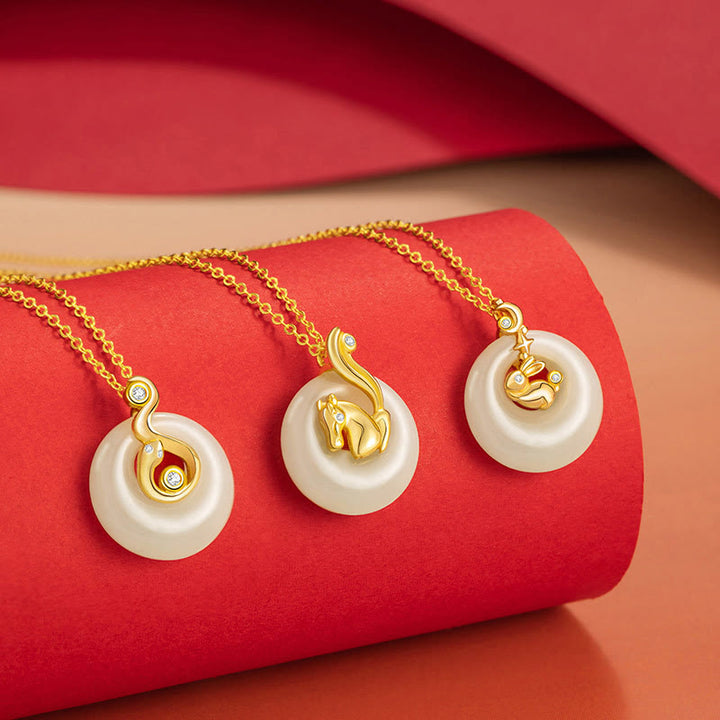 Buddha Stones, chinesisches Sternzeichen, Hetian-Jade, 925er Sterlingsilber, Halskette mit Anhänger - image 3