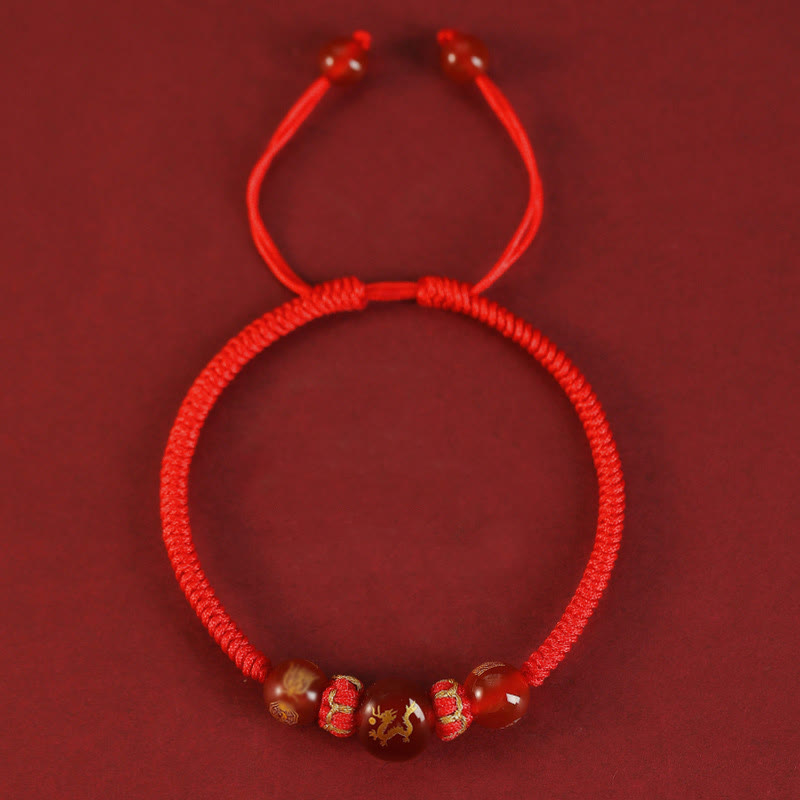 Buddha Stones Handgemachtes rotes Achat-chinesisches Sternzeichen-Schutzarmband mit roter Schnur, geflochten - image 13