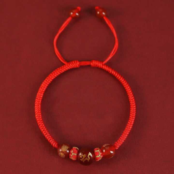 Buddha Stones Handgemachtes rotes Achat-chinesisches Sternzeichen-Schutzarmband mit roter Schnur, geflochten - image 13