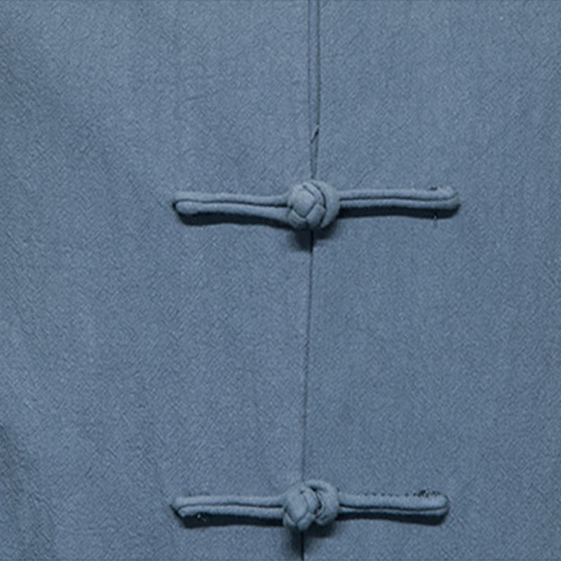 Buddha Stones Einfarbiger Tang-Anzug aus Baumwolle und Leinen mit Froschknöpfen und Taschen - image 10