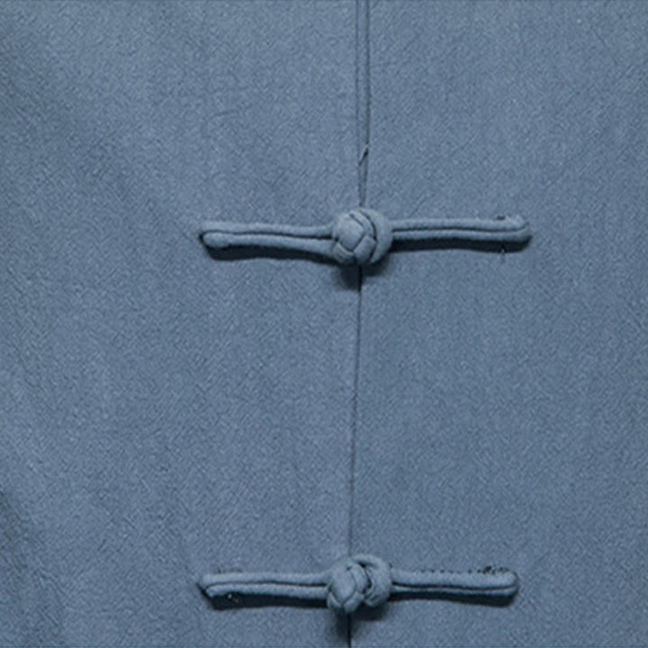 Buddha Stones Einfarbiger Tang-Anzug aus Baumwolle und Leinen mit Froschknöpfen und Taschen - image 10