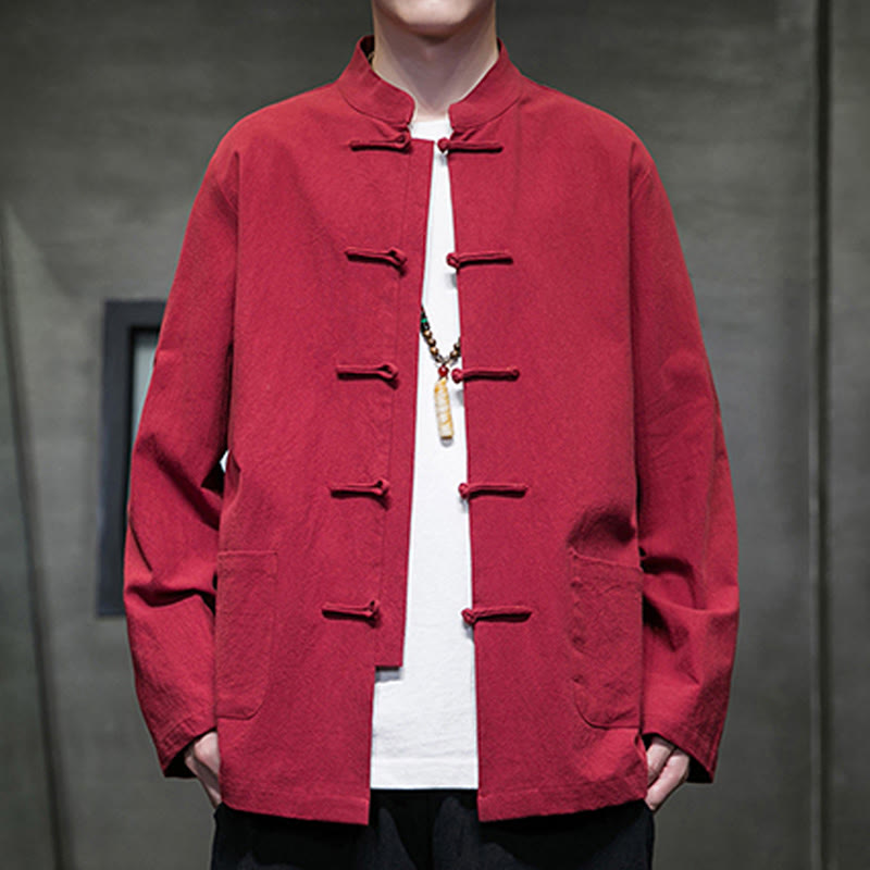 Buddha Stones Einfarbiger Tang-Anzug aus Baumwolle und Leinen mit Froschknöpfen und Taschen - Purpur - US/ UK/AU46,EU56 (5XL) - image 33