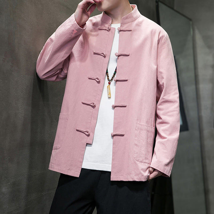 Buddha Stones Einfarbiger Tang-Anzug aus Baumwolle und Leinen mit Froschknöpfen und Taschen - image 31