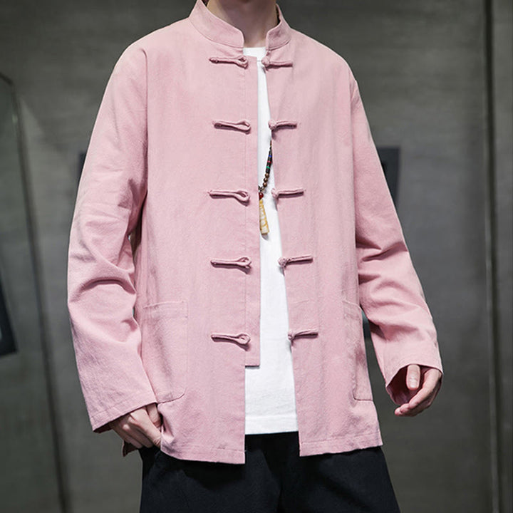 Buddha Stones Einfarbiger Tang-Anzug aus Baumwolle und Leinen mit Froschknöpfen und Taschen - image 29