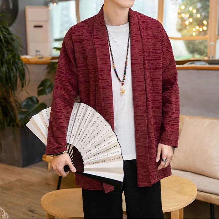 Buddha Stones Fallen Einfache Lose Plain Leinen Mischung Herren Mittellangen Mantel Kleidung - image 13