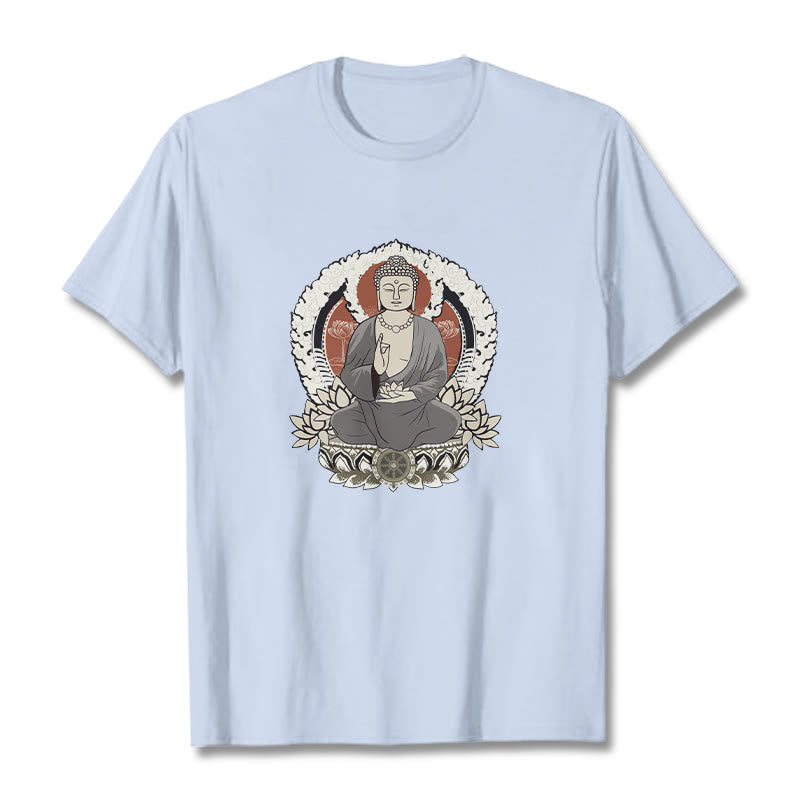 Buddha Stones Meditierender Buddha Sitzend Mit Lotus Muster T T-shirt - HellCyan - 2XL - image 19