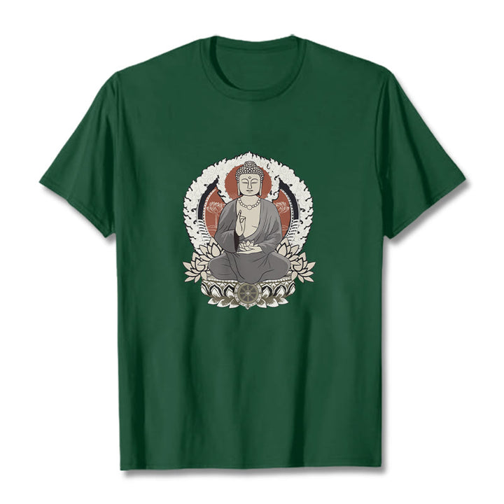 Buddha Stones Meditierender Buddha Sitzend Mit Lotus Muster T T-shirt - WaldGrün - 2XL - image 11