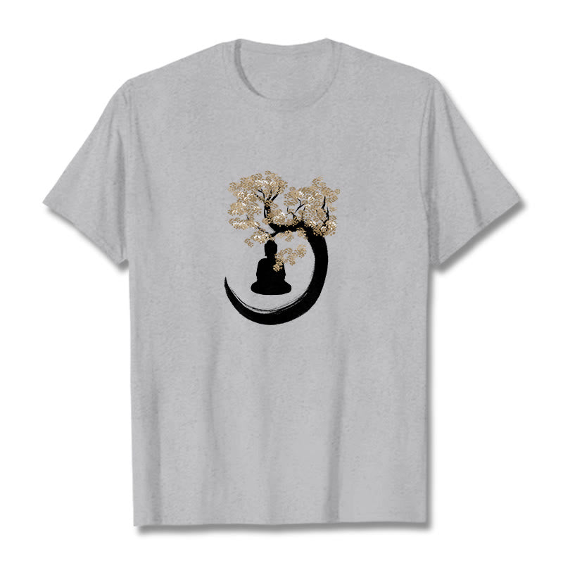 Buddha Stones Buddha sitzt unter dem Baum Baumwolle T-Shirt - Hellgrau - 2XL - image 29