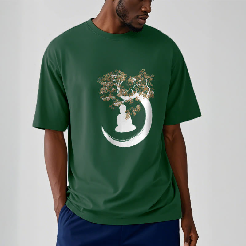 Buddha Stones Buddha sitzt unter dem Baum Baumwolle T-Shirt - image 3