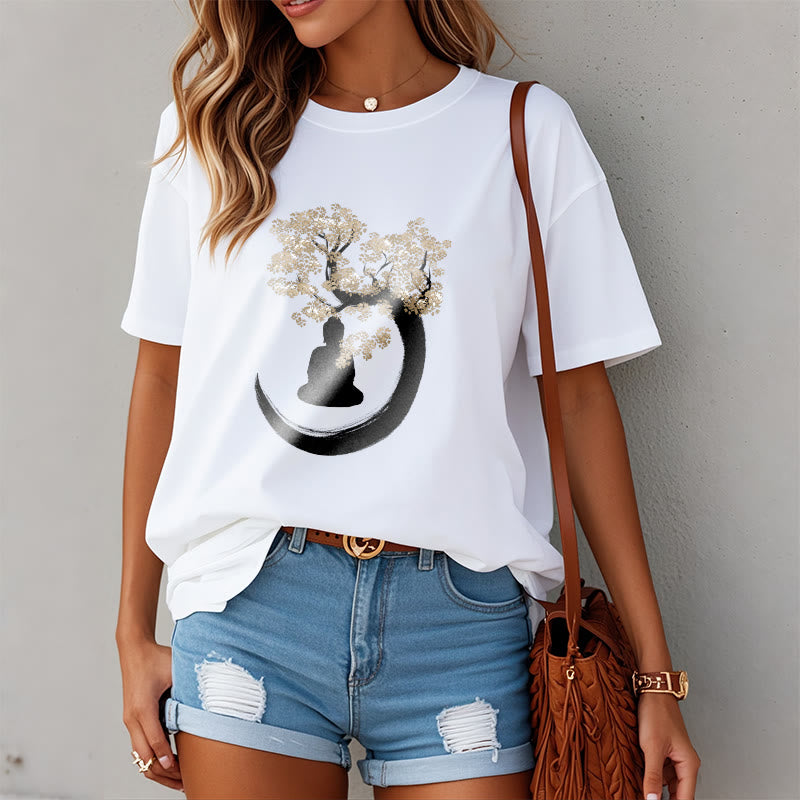 Buddha Stones Buddha sitzt unter dem Baum Baumwolle T-Shirt - image 27