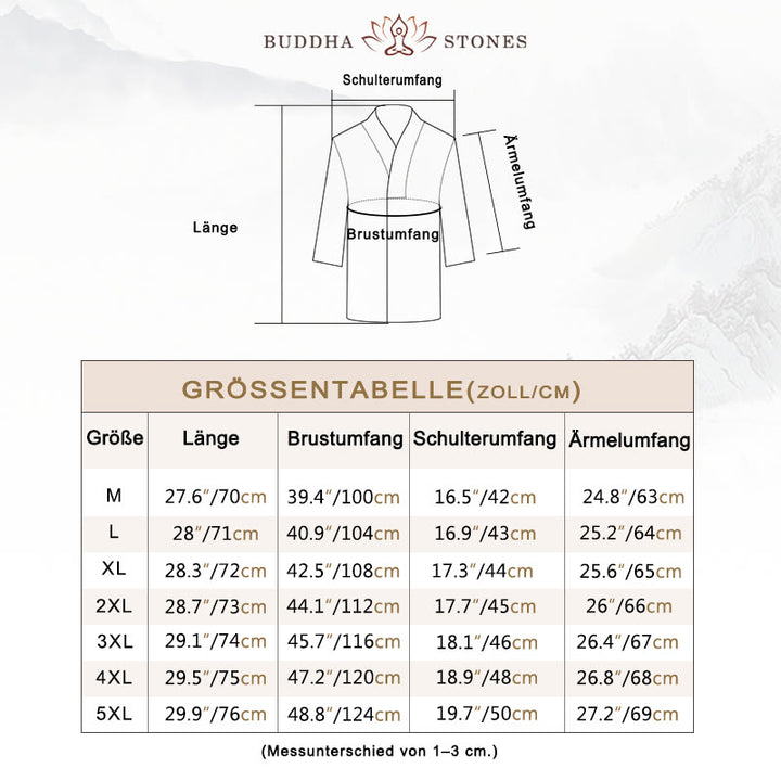 Buddha Stones Lässiges V-Ausschnitt Langarmhemd Leinen Herrenbekleidung - image 5