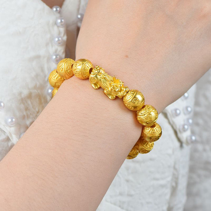 Armband mit geschnitzten Buddha Stones PiXiu Om Mani Padme Hum