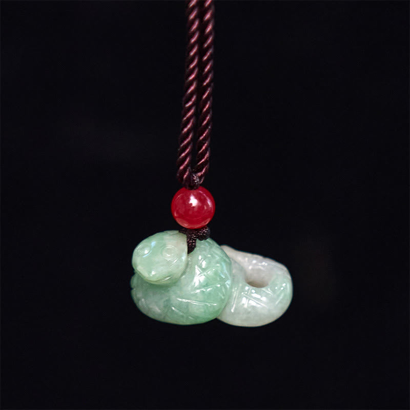 Buddha Stones Chinesisches Tierkreiszeichen Jahr der Schlange Natur Jade Glück Halskette Anhänger - image 2