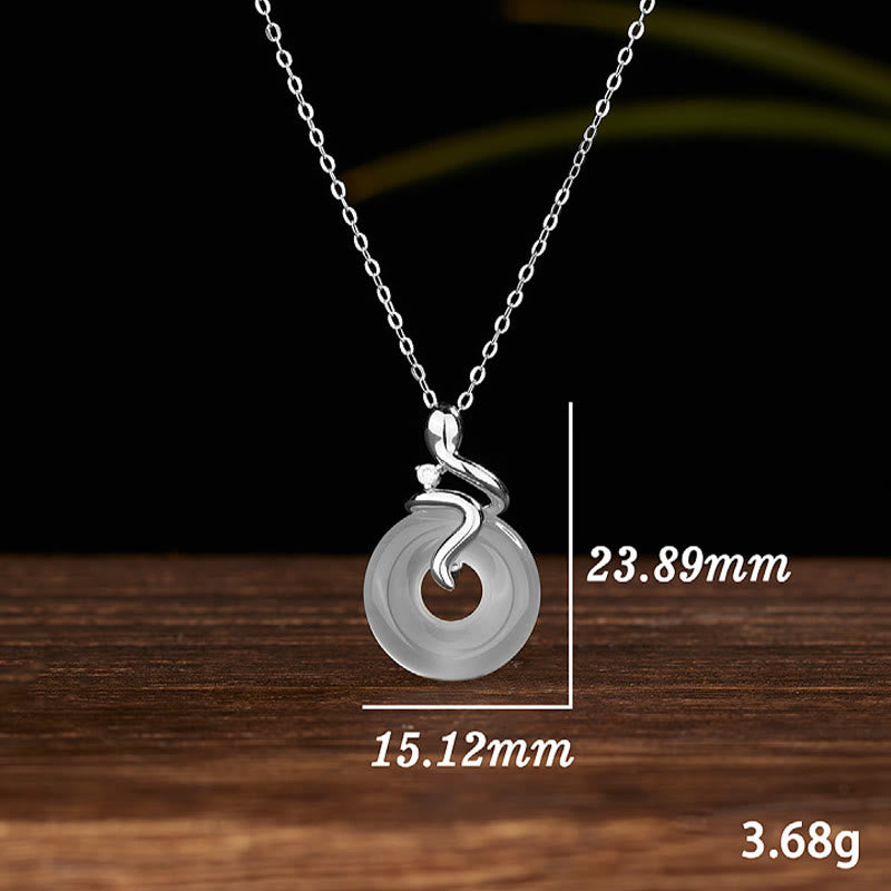 Buddha Stones 925 Sterling Silber Jahr der Schlange Chalcedon Peace Schnalle Positive Halskette Anhänger - image 8