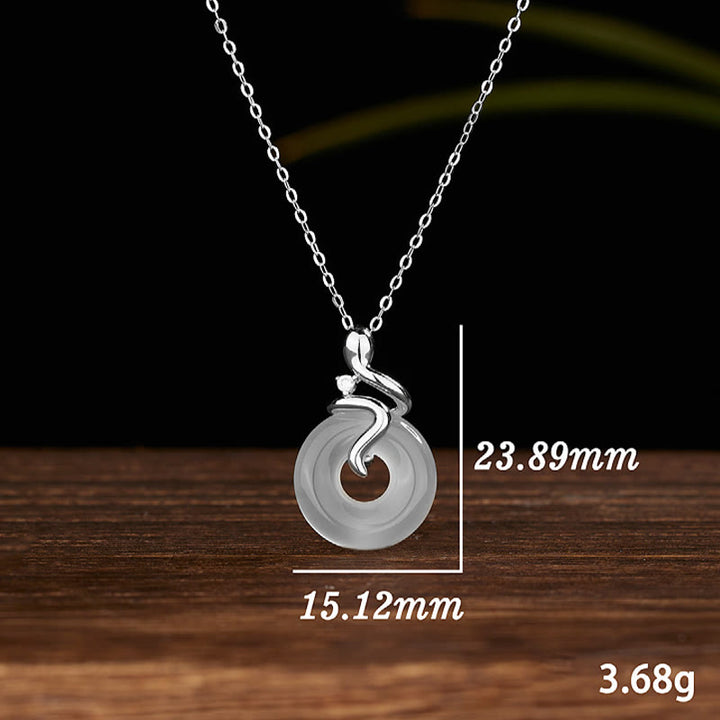 Buddha Stones 925 Sterling Silber Jahr der Schlange Chalcedon Peace Schnalle Positive Halskette Anhänger - image 8