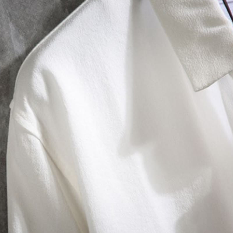 Buddha Stones Lässiges, einfarbiges Herrenhemd mit Dreiviertelärmeln und Knopfleiste vorne - image 3