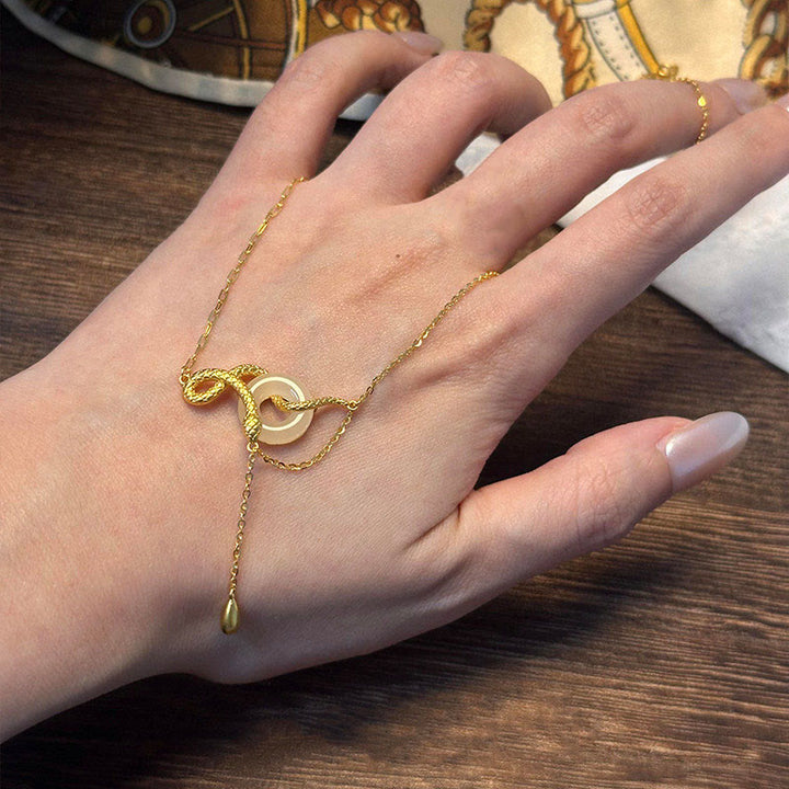 Buddha Stones , Chalcedon, Friedensschnalle, 925er Sterlingsilber, Gold, Jahr der Schlange, Harmonie-Halskettenanhänger - image 11