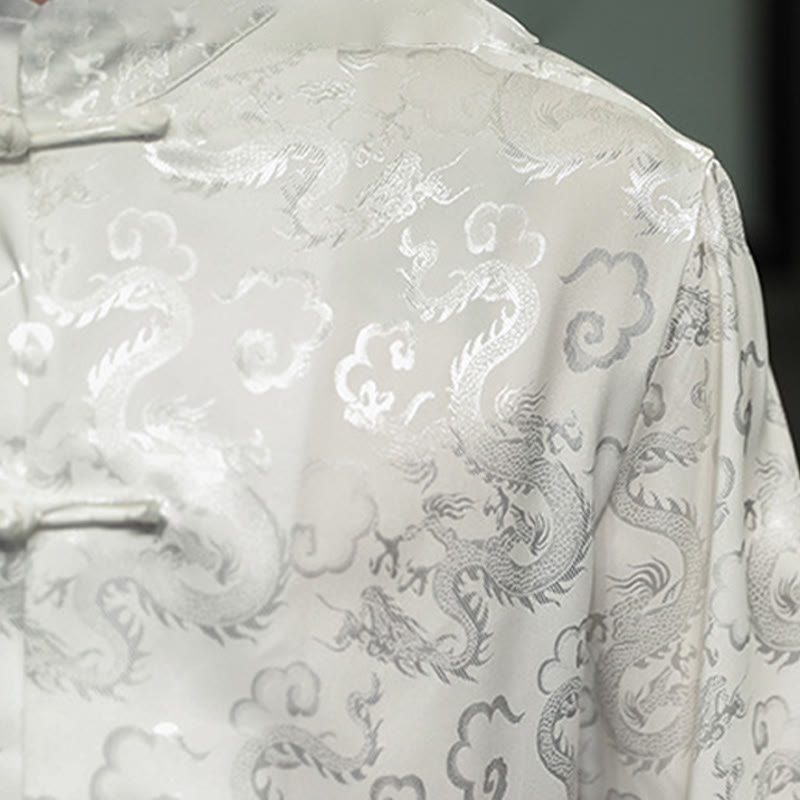 Buddha Stones Casual Drachenmuster Froschknopf Tang Anzug Leinen Herrenjacke Hemd - image 21