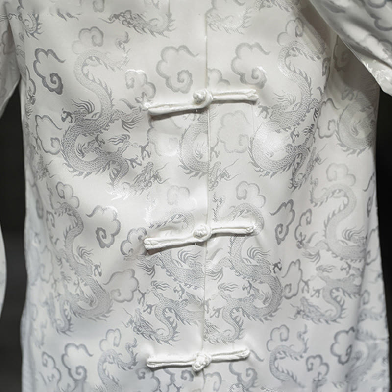 Buddha Stones Casual Drachenmuster Froschknopf Tang Anzug Leinen Herrenjacke Hemd - image 19