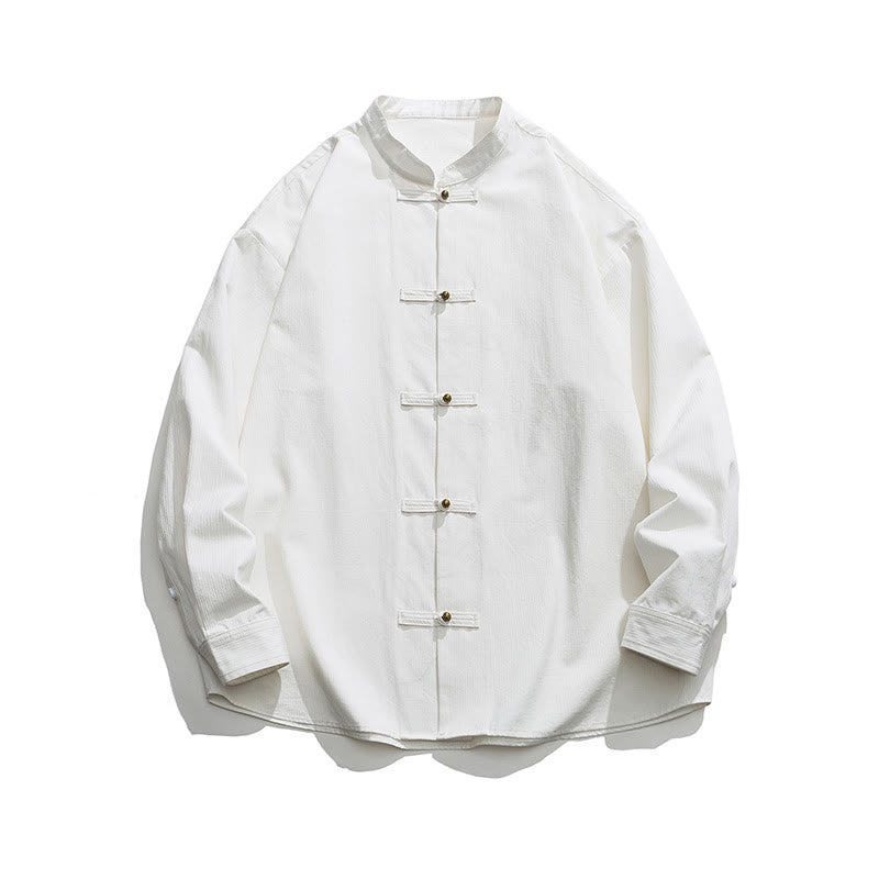 Buddha Stones Einfarbiges Froschknopf-Tang-Anzug-Baumwoll-Herren-Jackenhemd  - image 21