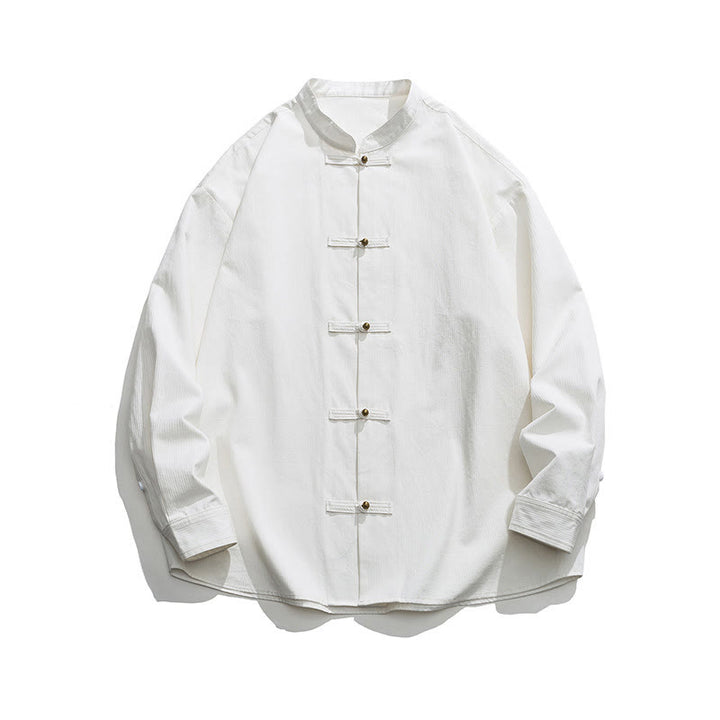 Buddha Stones Einfarbiges Froschknopf-Tang-Anzug-Baumwoll-Herren-Jackenhemd  - image 21