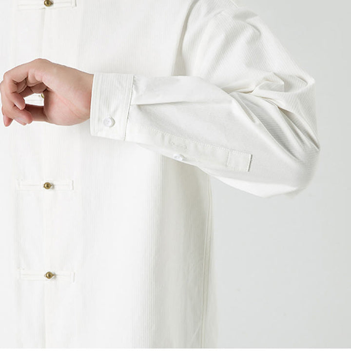 Buddha Stones Einfarbiges Froschknopf-Tang-Anzug-Baumwoll-Herren-Jackenhemd  - image 19