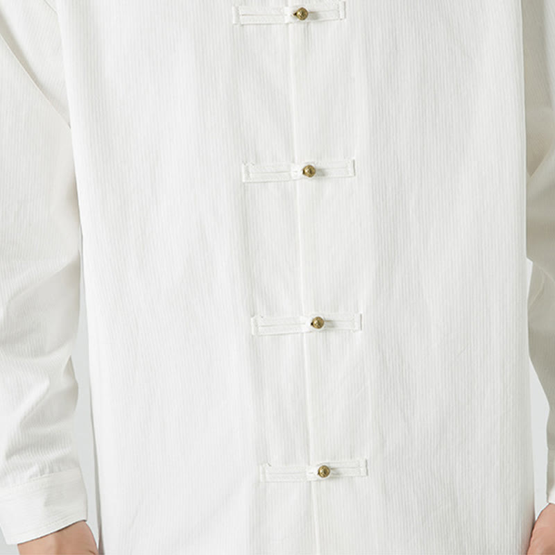 Buddha Stones Einfarbiges Froschknopf-Tang-Anzug-Baumwoll-Herren-Jackenhemd  - image 18