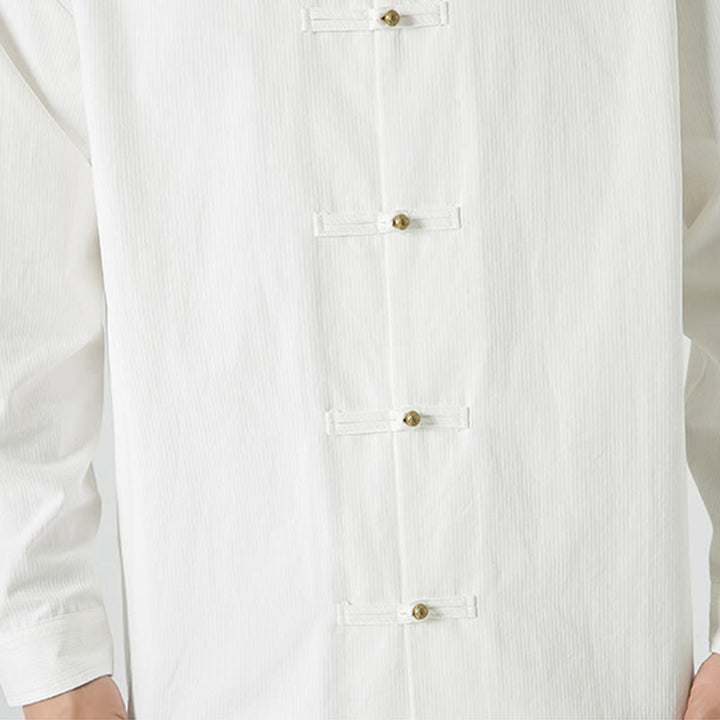 Buddha Stones Einfarbiges Froschknopf-Tang-Anzug-Baumwoll-Herren-Jackenhemd  - image 18