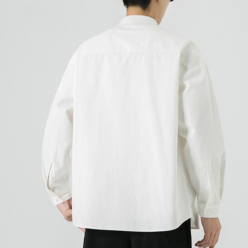 Buddha Stones Einfarbiges Froschknopf-Tang-Anzug-Baumwoll-Herren-Jackenhemd  - image 14