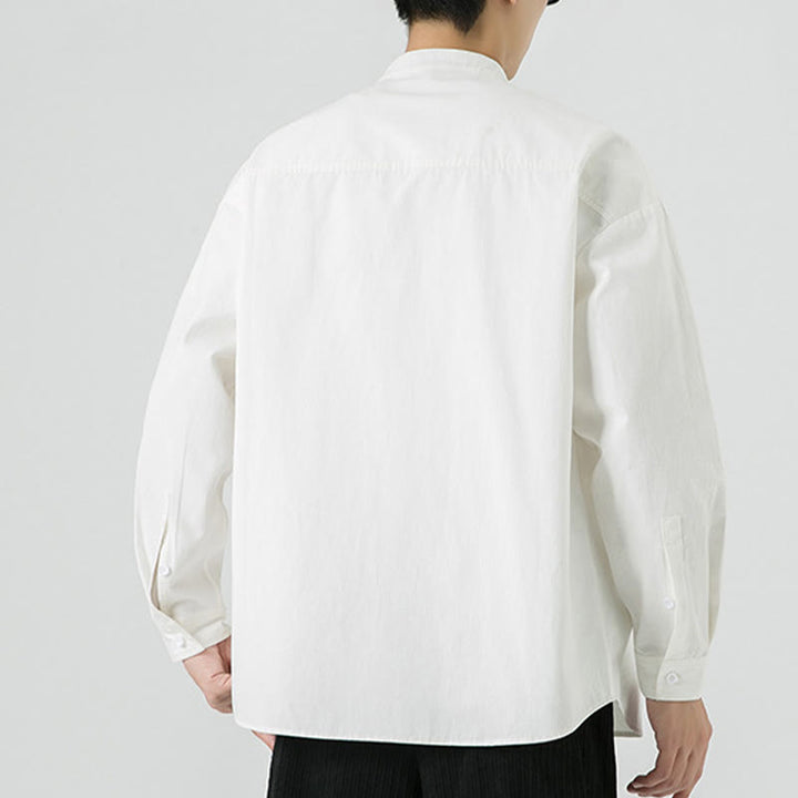 Buddha Stones Einfarbiges Froschknopf-Tang-Anzug-Baumwoll-Herren-Jackenhemd  - image 14