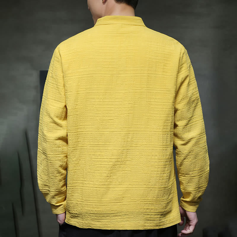 Buddha Stones Einfarbiger Tang-Anzug aus Baumwolle und Leinen mit halbem Froschknopf für Herren  - image 28