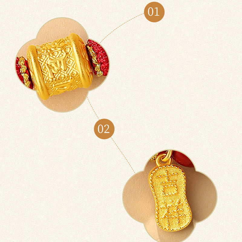 Buddha Stones 999 Sterling Silber Sechs Wahre Worte Om Mani Padme Hum Zinnober Segensschnur Armband - image 12