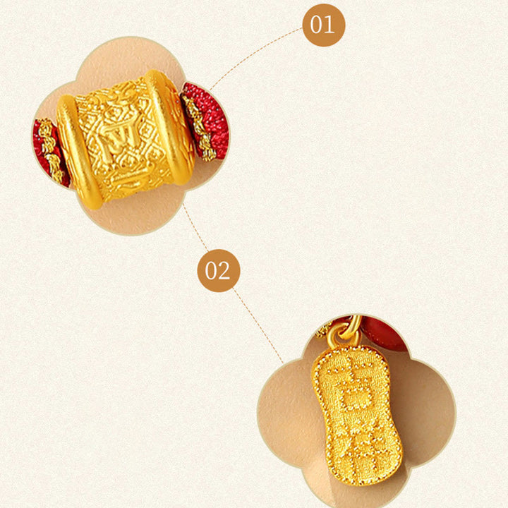 Buddha Stones 999 Sterling Silber Sechs Wahre Worte Om Mani Padme Hum Zinnober Segensschnur Armband - image 12