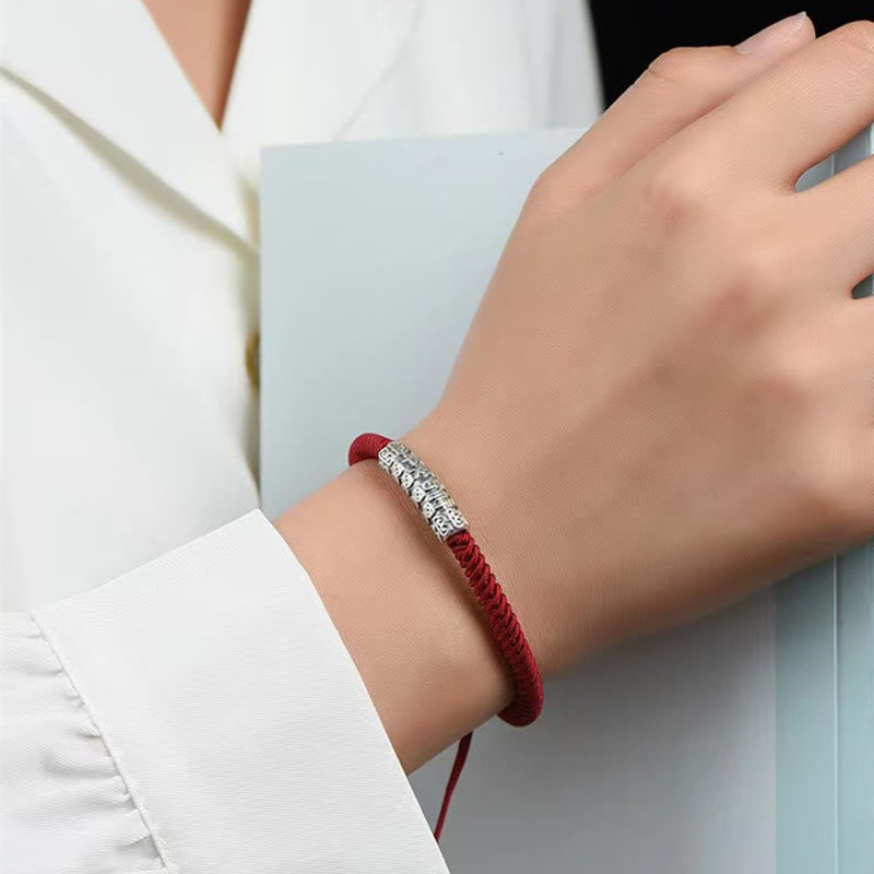 Buddha Stones , handgefertigt, 999 Sterlingsilber, Frieden und Glück, Om Mani Padme Hum, Glücksseil-Armband - image 8