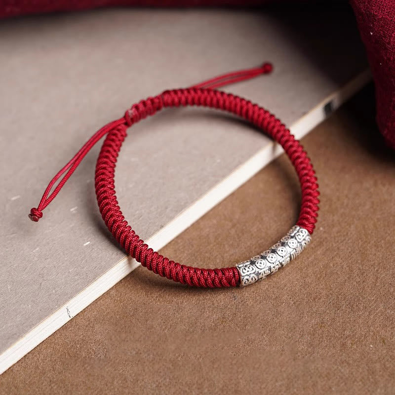 Buddha Stones , handgefertigt, 999 Sterlingsilber, Frieden und Glück, Om Mani Padme Hum, Glücksseil-Armband - image 3