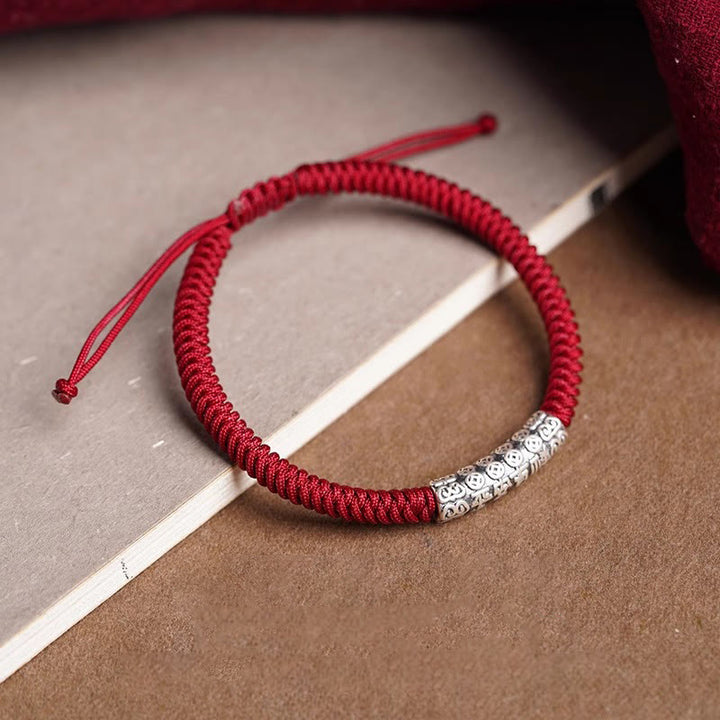 Buddha Stones , handgefertigt, 999 Sterlingsilber, Frieden und Glück, Om Mani Padme Hum, Glücksseil-Armband - image 3