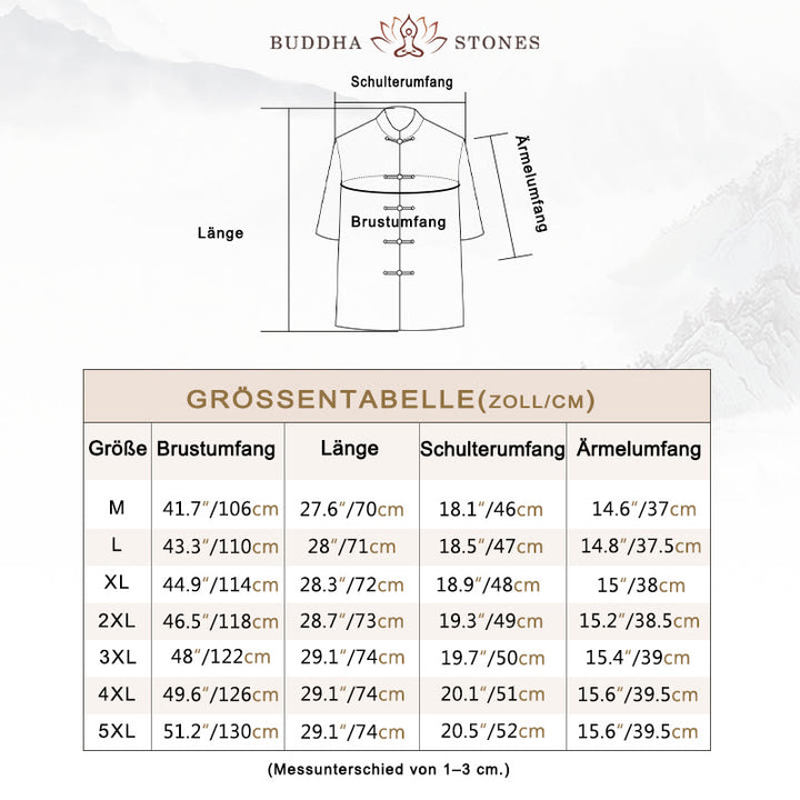 Buddha-Steine-Landschaft, chinesisches Drachenmuster, chinesisches Dreiviertelärmel-Shirt für Herren - image 5