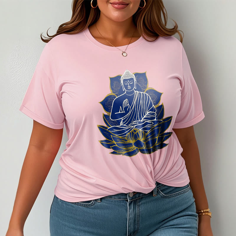 Buddha Stones Buddha sitzt auf dem Lotus Baumwolle T-Shirt - image 20